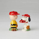 Enesco Peanuts Snoopy on Top of House Ceramic Cookie Jar 3 Salt Pepper Shaker - Brand New