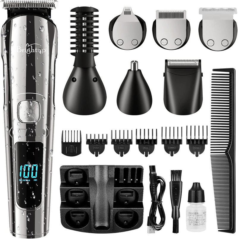 Brightup Beard Trimmer for Men IPX7 Waterproof Grooming Kit - Black/Silver - Like New