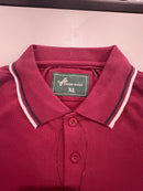 TIGER WOLF 3 BUTTON POLO SHIRT - SIZE: MEN XL - MAROON/BLACK/WHITE - Brand New