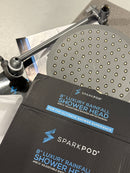 SPARKPOD ROUND RAIN SHOWER HEAD WITH EXTENSION ARM 8" ROUND - CHARCOAL GRAY - Like New