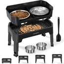 OIYEEFO 3 IN 1 Elevated Dog Bowls Mess Proof Raised 4 Height Adjustable - Black - Brand New