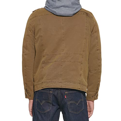 LM8RC364 LEVI'S MEN'S WASHED COTTON HOODED KHAKI/ SHERPA LINED 3XL - Brand New