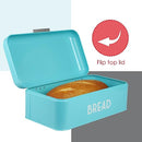 HOME BASICS Powder Coated-steel Bread Box with Lid BB44456 - Turquoise - Like New