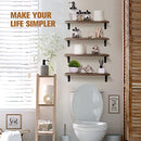 POTRAS Floating Shelves for Bedroom Rustic Wood Wall 4 Pack B09T2DFGKQ - Brown - Brand New