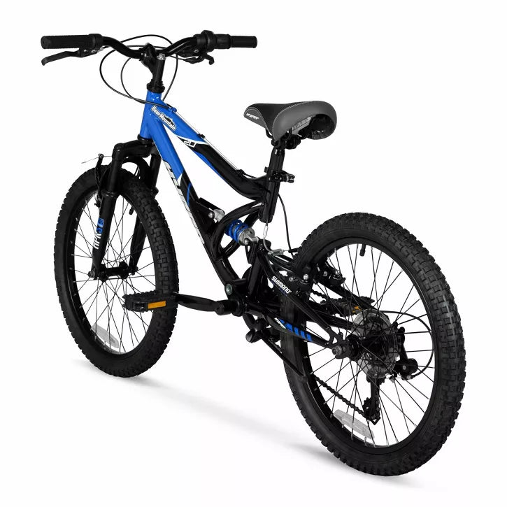 HYPER 20" FULL SUSPENSION BEAR MOUNTAIN BIKE 7-SPEED, STEEL FRAME - BLACK/BLUE - Like New