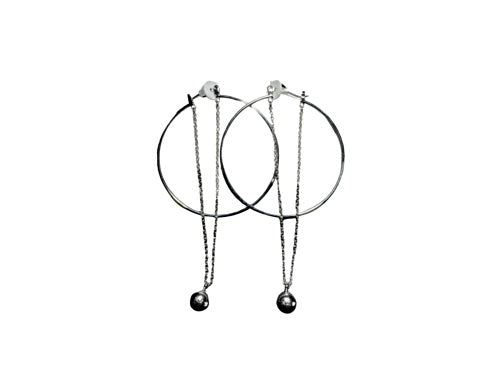 REBECCA MINKOFF HOOP WITH DANGLE CHAIN DETAIL EARRINGS - SILVER - Brand New