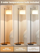 AMBIMALL 60" FLOOR 3s AREAS STANDING LAMP, 9W BULB, FLABMO8P - BLACK/BEIGE - Like New