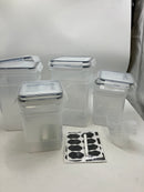 VTOPMART PLASTIC AIRTIGHT FOOD STORAGE CONTAINERS WITH LIDS, 8PC- CLEAR/BLACK Like New