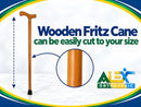 Alex Orthopedic Wood Cane Fritz Handle Stylish Walking Stick - Black Stain - Brand New