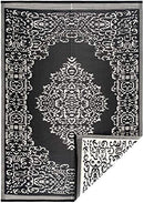 Ebimai Indoor/Outdoor Plastic Stain Proof Reversible Rug 3'11" x 5'11" - Black - Brand New