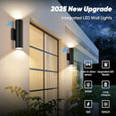 GOBRIGHT 2-PACK DUSK TO DAWN LED OUTDOOR LIGHTING MODERN WALL LIGHT - BLACK - Like New