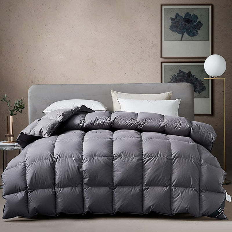 KRT Luxurious Goose Feathers Down Comforter - Dark Grey Thickened Heavyweight - Brand New