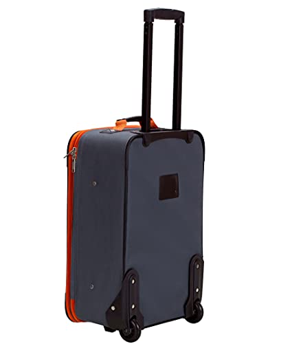 ROCKLAND JOURNEY SOFTSIDE UPRIGHT LUGGAGE SET, 4-PIECE - CHARCOAL/ORANGE - Brand New