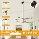 BESLOWE 431" 8-LIGHT MODERN MID CENTURY CHANDELIER JP2034-8BK - BLACK/GOLD - Like New