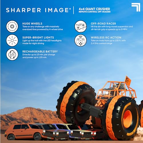 Sharper Image 4x4 Giant Crusher Remote Control 4WD Truck - Orange/Black - Brand New