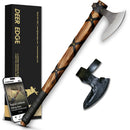 DEER EDGE VIKING AXE OF RAGNAR LOTHBROK HAND FORGED AXE LEATHER - BLACK - Like New