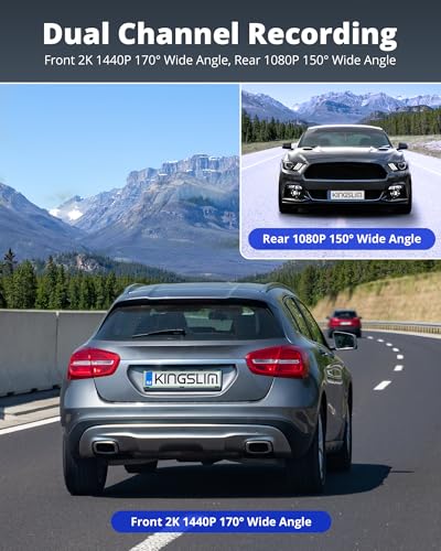 KINGSLIM DASH CAM FRONT REAR 2K+1080P MINI WIFI DASH CAMERA E2PRO - BLACK - Like New