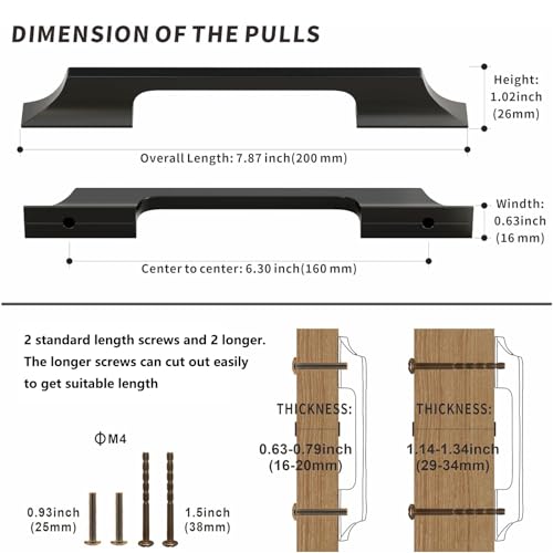 5 Pack Black Cabinet Pulls Solid Alloy 5.04''(128MM) Hole Center Cabinet Handles - Like New