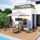 PAMAPIC OUTDOOR PIECE PATIO DINING SET, 4 CHAIRS + TABLE AND CHAIRS - BEIGE - Like New