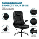 GUESSKY EXECUTIVE OFFICE CHAIR ERGONOMIC LEATHER FLIP-UP ARMS SDA002 - BLACK - Like New