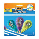 BIC WITE-OUT MINI CORRECTION TAPE 3/PACK WOTMP31-WHI - WHITE - Brand New