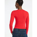 SCOOP WOMEN’S STRETCH COTTON BLEND CREWNECK TEE, LONG SLEEVES, SIZES XS - RED - Brand New