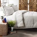 LUSH DECOR STRIPE REVERSIBLE COTTON COMFORTER SET FULL/QUEEN 3 PIECE SET - GRAY - Like New