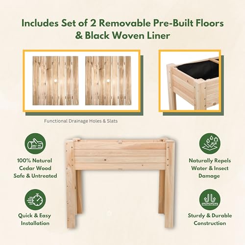 SHINE 36" RAISED GARDEN BED, 5203N - NATURAL - Like New
