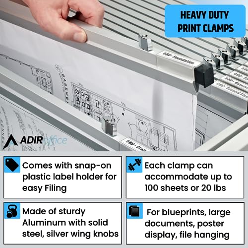 Adir Blueprint Clamp 42" (Pack of 6) - Blueprint Clips, Binding Strips, Binders - Like New