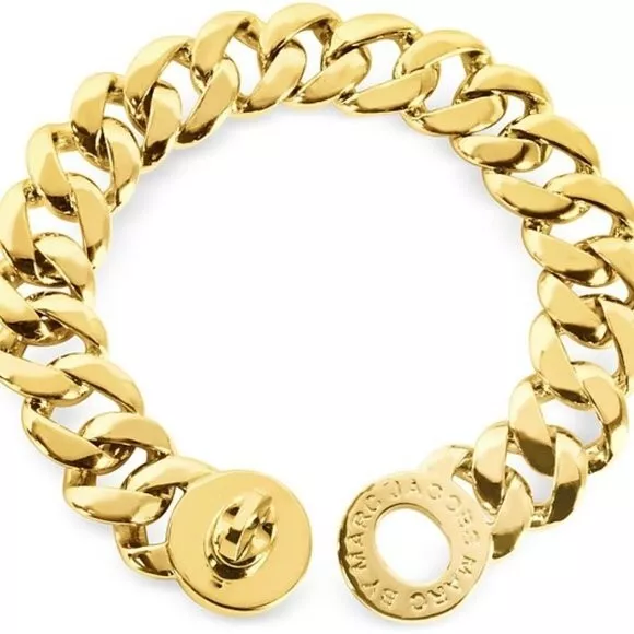 Marc By Marc Jacobs Goldtone Bracelet with Small Katie Turnlock M3PE553 - Gold - Like New