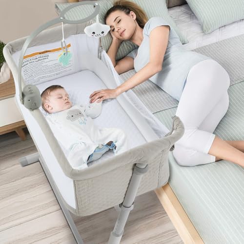 RONBEI BABY BASSINET BEDSIDE SLEEPER CRIBS BABY BED TO BED BEDSIDE - GRAY - Like New