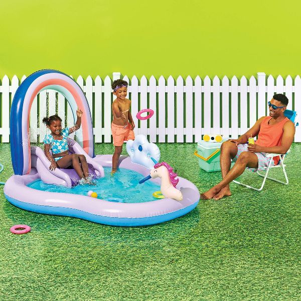 SUN SQUAD PLAY CENTER UPDATE 34 GAL NOVELTY KIDDIE POOL RAINBOW - MULTI - Like New
