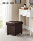SONGMICS 15.7 Inches Storage Ottoman, Padded Folding Footrest, - Scratch & Dent