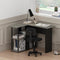 FURINNO ABBOTT L-SHAPE COMPUTER DESK WITH BOOKSHELF FRENCH OAK GRAY/BLACK - Like New