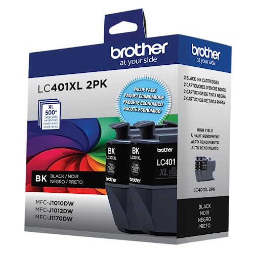 BROTHER® LC401 HIGH-YIELD INK CARTRIDGES PACK OF 2 LC401XL2PK - BLACK - Brand New