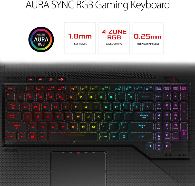 ASUS ROG STRIX 17.3"FHD I7-8750H 16 256GB SSD 1TB HDD GTX 1070 GL703GS-DS74 - Like New