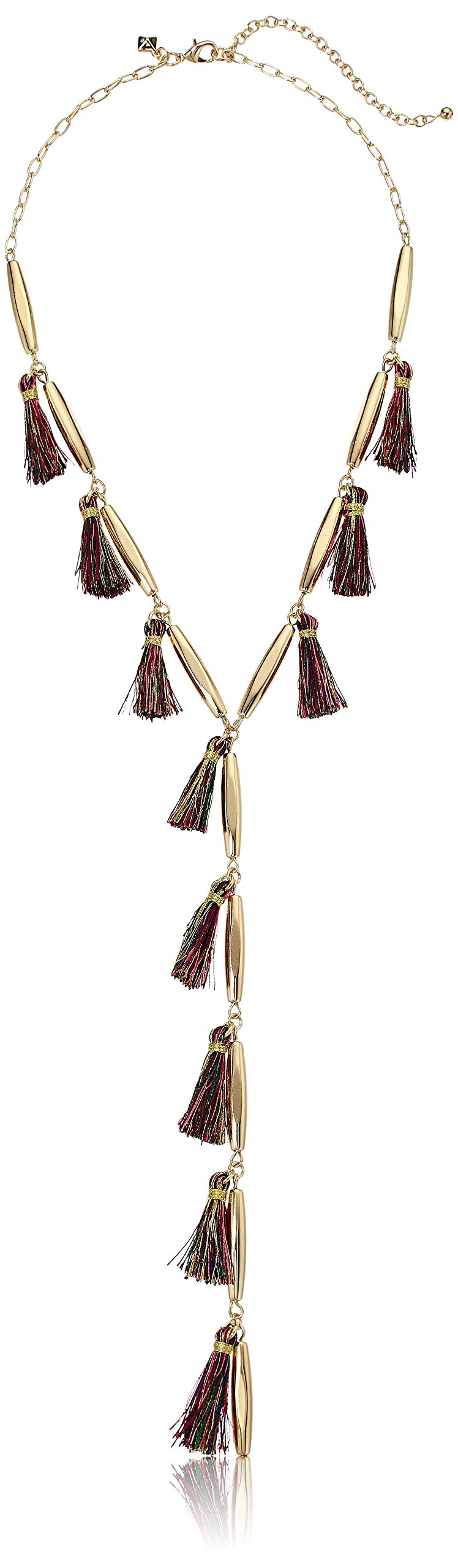REBECCA MINKOFF MULTI TASSEL Y-SHAPED NECKLACE - GOLD - Brand New