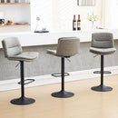FIRAVOE SET OF 3 DOUBLE-LAYER UPHOLSTERED SWIVEL BAR STOOLS - GRAY - Like New