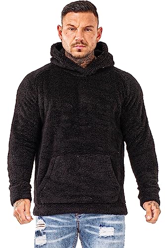 GINGTTO MENS SHERPA HOODIE SWEATER - SIZE: MEN XL - BLACK - Brand New