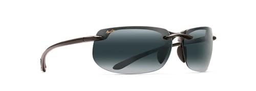 412-02 MAUI JIM BANYANS POLARIZED RIMLESS LARGE - GLOSS BLACK/NEUTRAL GRAY - Like New