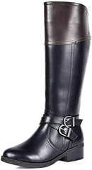 TOETOS Women's Jordan Black Brown Knee High Riding Boots Wide Calf Size 9.5 M - Like New