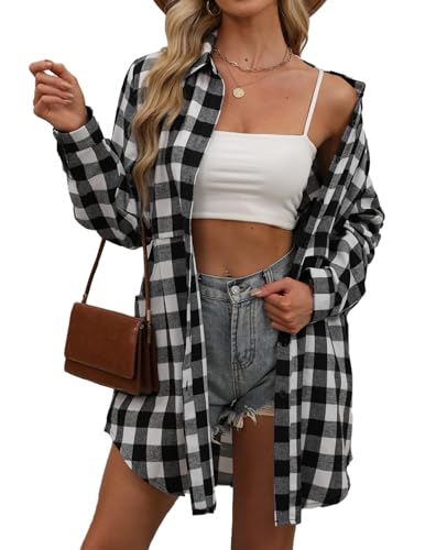 HOTOUCH WOMENS FLANNEL PLAID BOYFRIEND SHIRTS WITH POCKETS - SIZE: WOMEN M - Like New