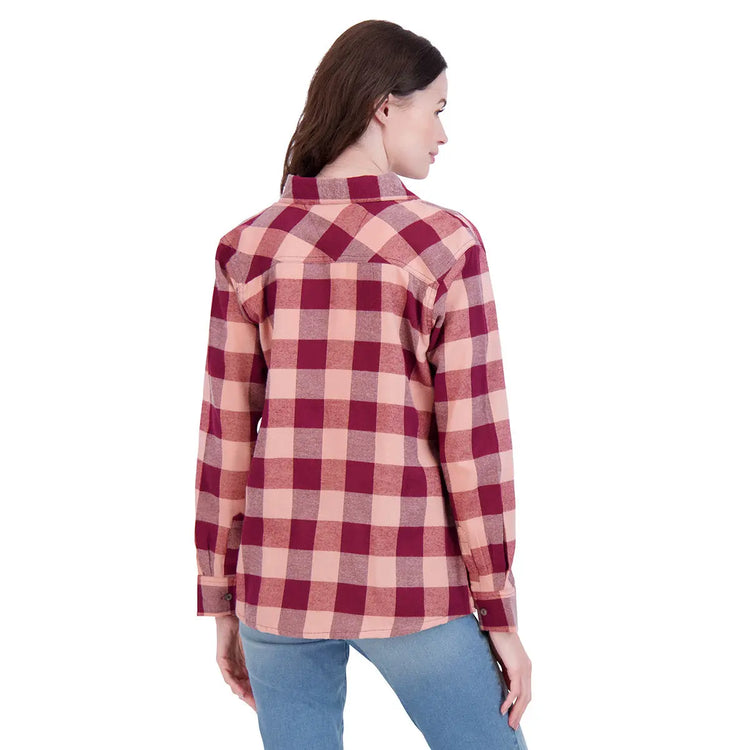 REALTREE BY WILLOW TRAILS WOMEN'S FLANNEL, SIZE SMALL, ROSE/LAVA, WT315000 New