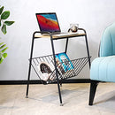 AMOBRO Side Table Modern End Table with Magazine Holder Wood & Metal - Like New