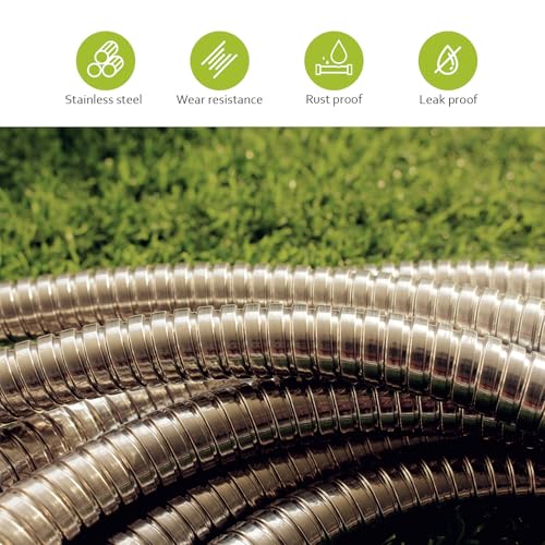 RELXITL 100FT METAL GARDEN HOSE STAINLESS HEAVY DUTY FLEXIBLE - YELLOW - Like New