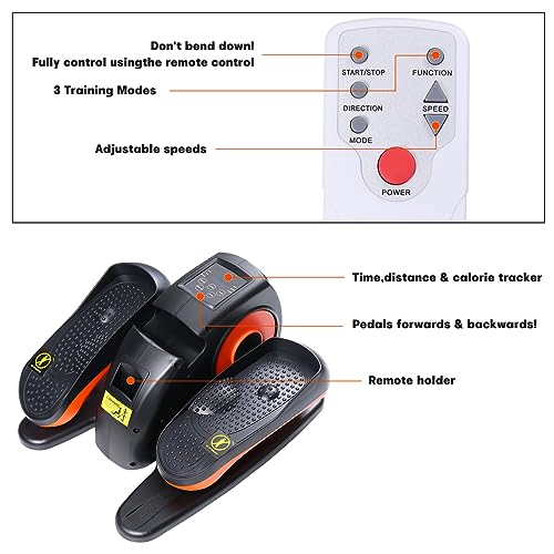 PANANA UNDER DESK ELLIPTICAL TRAINER PEDAL 5 SPEEDS ADJUSTABLE BLACK/ORANGE - Brand New