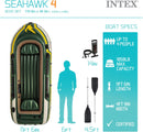 INTEX Seahawk 4 - Includes Deluxe Aluminum Oars and High-Output Pump - GREEN - Like New