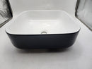 Davivy 15"x15"x5.5" Square Vessel Sink With Pop Up Drain Matte Black/White - Like New