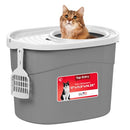 IRIS USA Top Entry Cat Litter Box Hooded Privacy Large B0768H1181 - Gray/White - Brand New