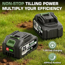ENDUTOOLS CORDLESS GARDEN TILLER CULTIVATOR FOR LAWN, 20V DUAL BATTERY - Like New